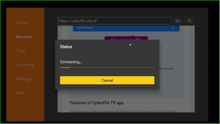 Wait for CyberFlix APK URL connection