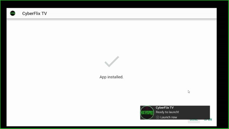 CyberFlix installation notification appears