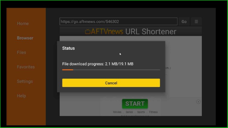 Spectrum APK file starts downloading