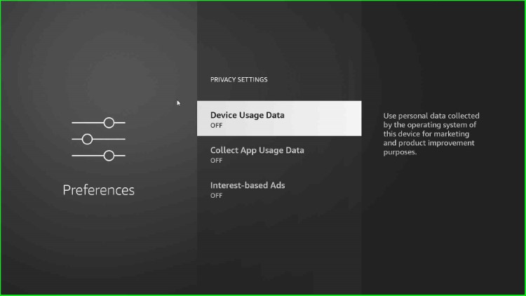 Turn off Device Usage Data and Collect App Usage Data