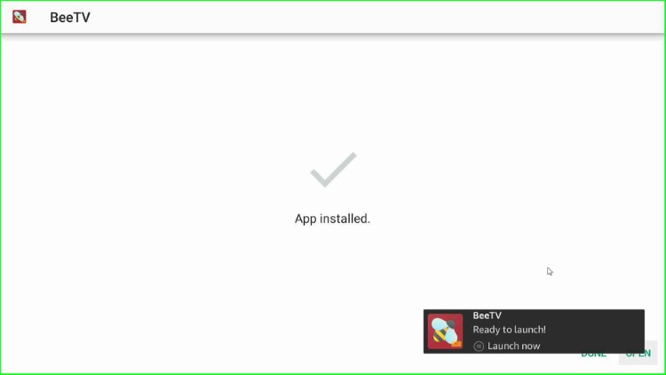 BeeTV ready to launch message appears