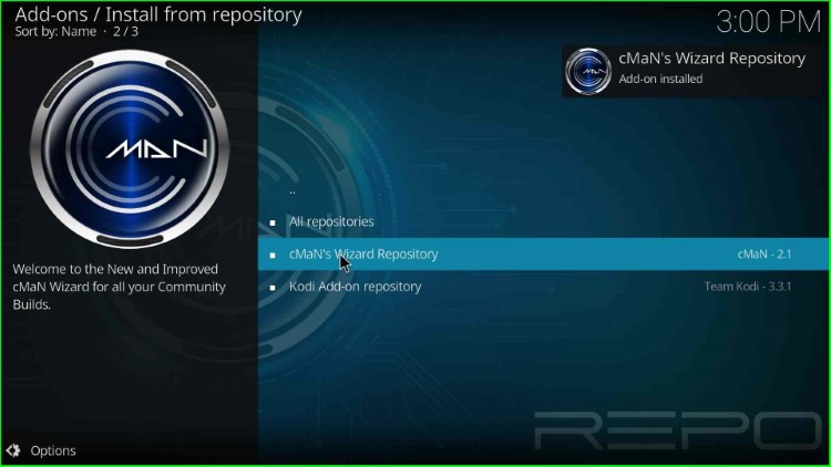 Select cMaN's Wizard Repository