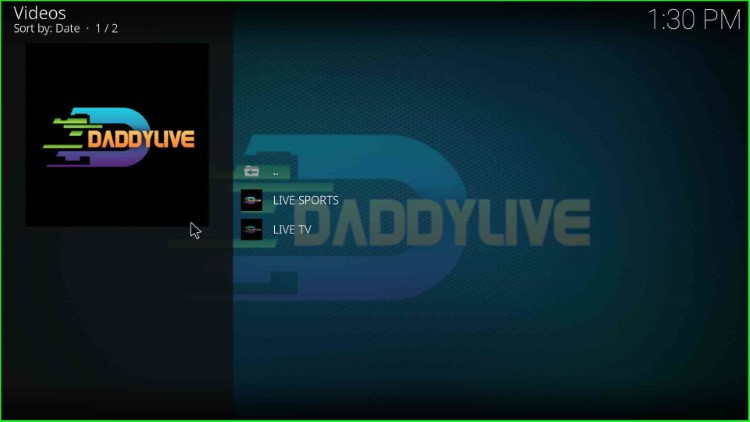 DaddyLive dashboard appears