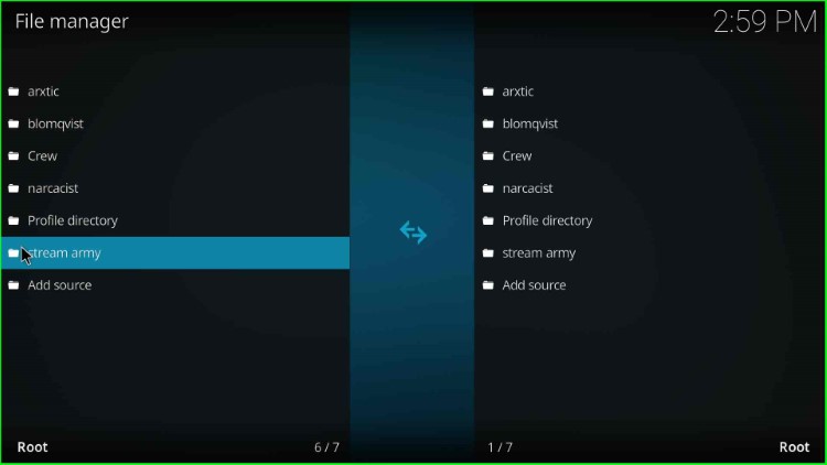 stream army media folder saved on File manager screen