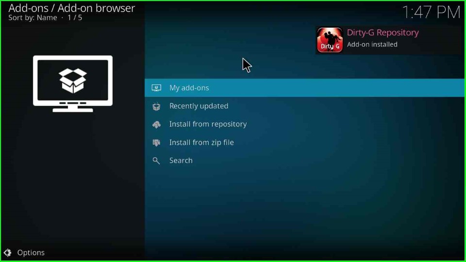 Dirty-G Repository addon installed successfully
