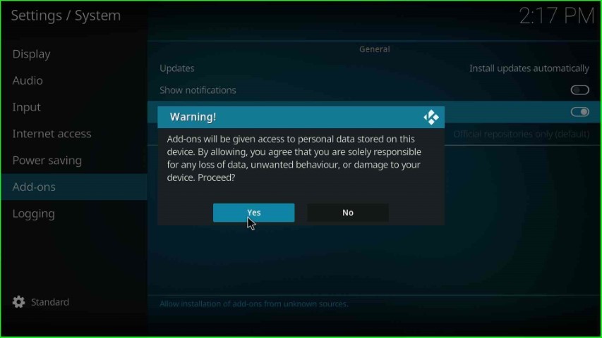 A Screenshot Depicting Warning Popup