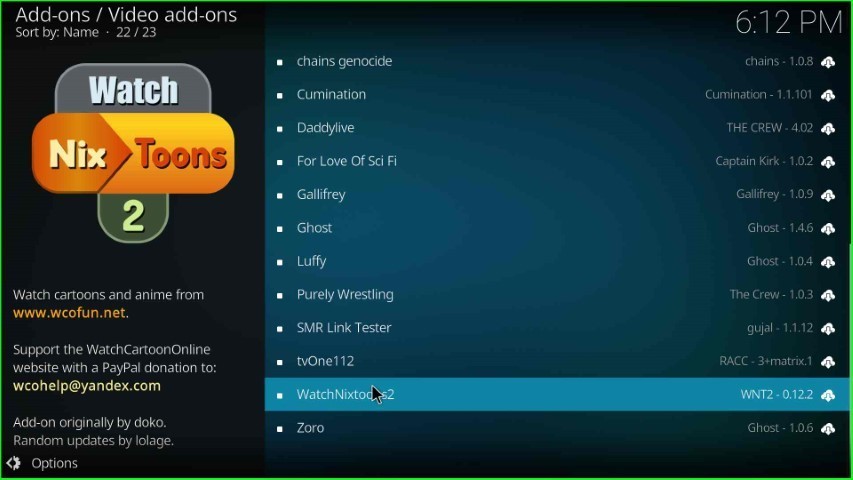 Choose WatchNixtoons2 addon